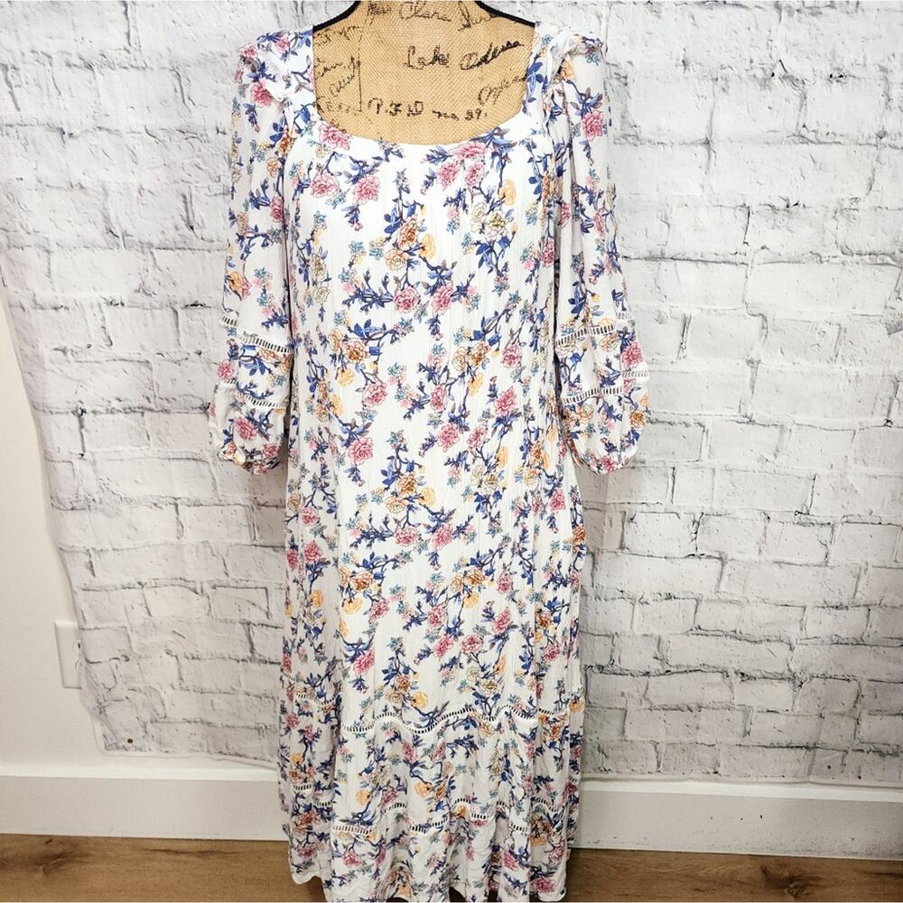 Revolve calista midi dress Sz m floral balloon sleeve boho A42C